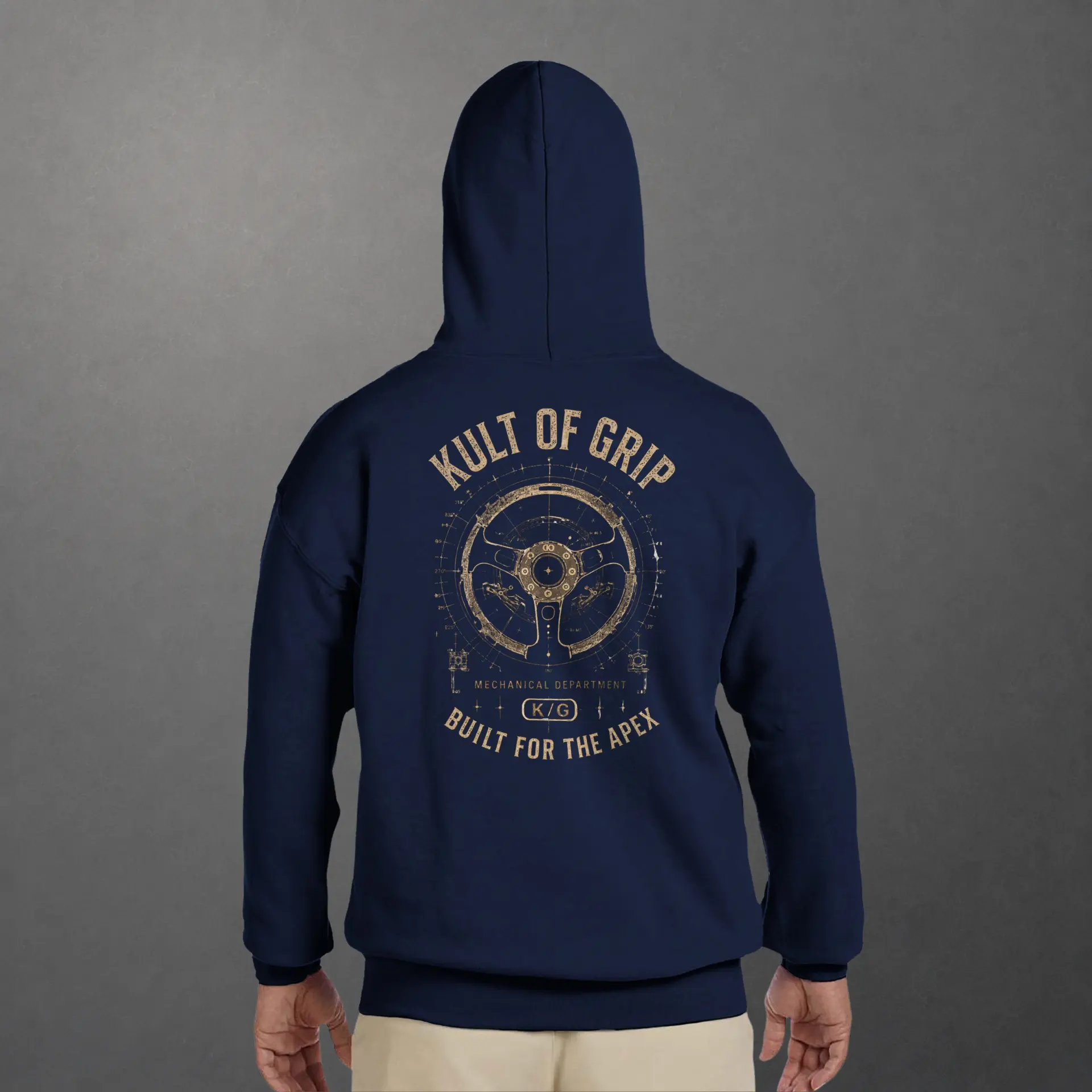 Sweat karting Mechanical Built for the Apex adulte bleu marine – vue de dos porté