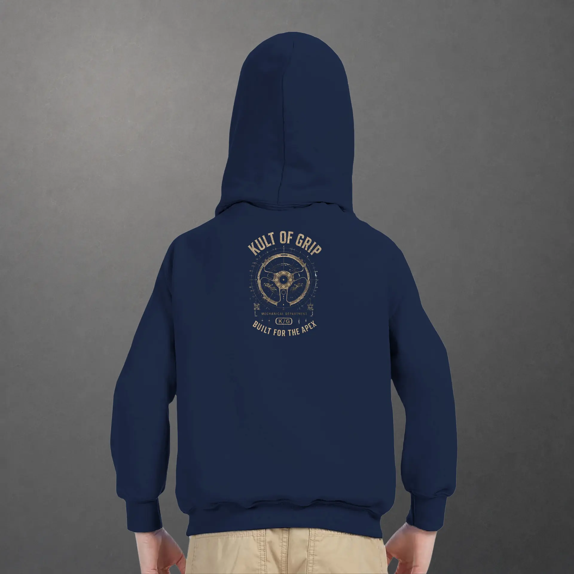 Sweat karting Mechanical Built for the Apex enfant bleu marine – vue de dos porté