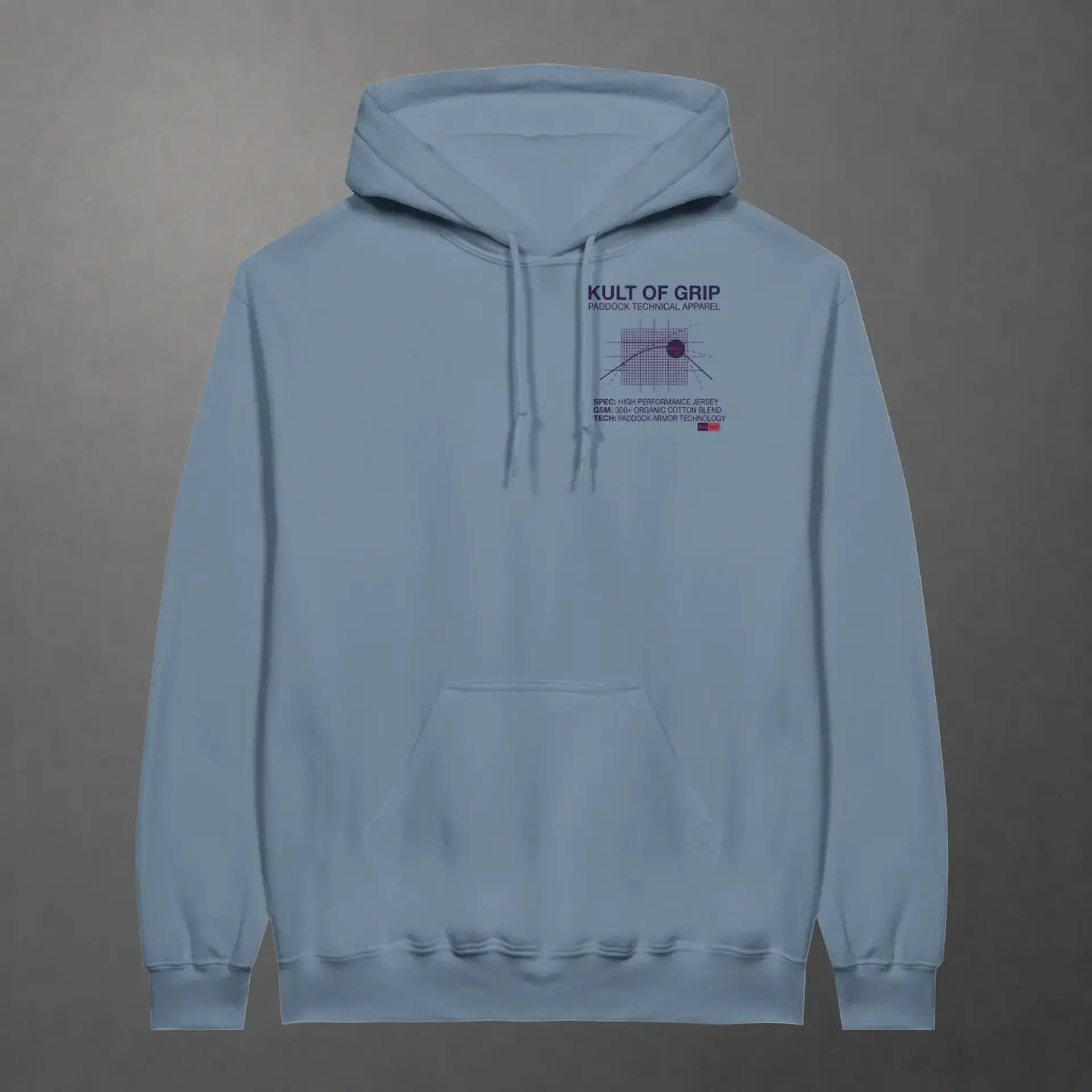 Sweat karting Apex Obsession Performance Division adulte bleu pierre – vue de face