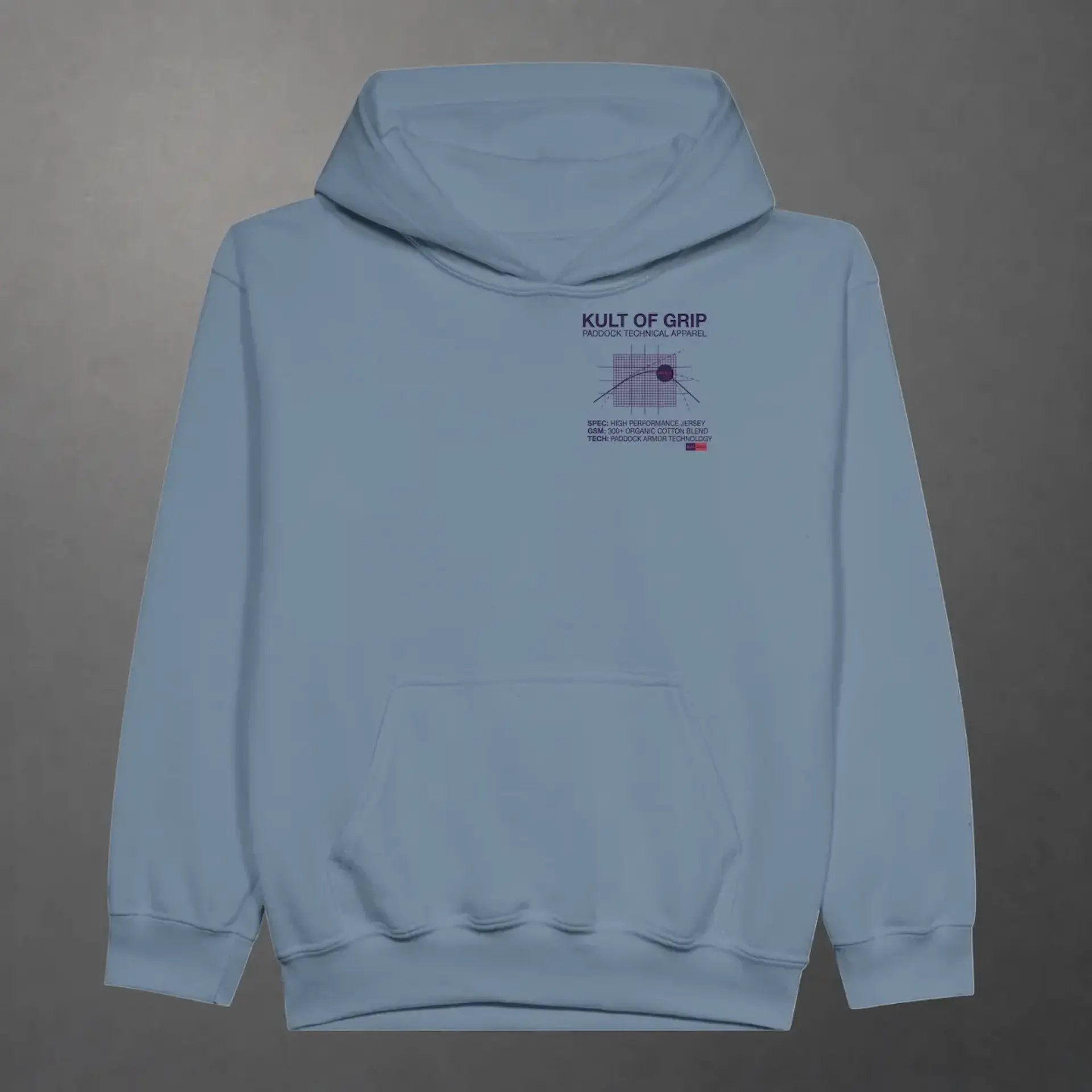 Sweat karting Apex Obsession Performance Division enfant bleu pierre – vue de face