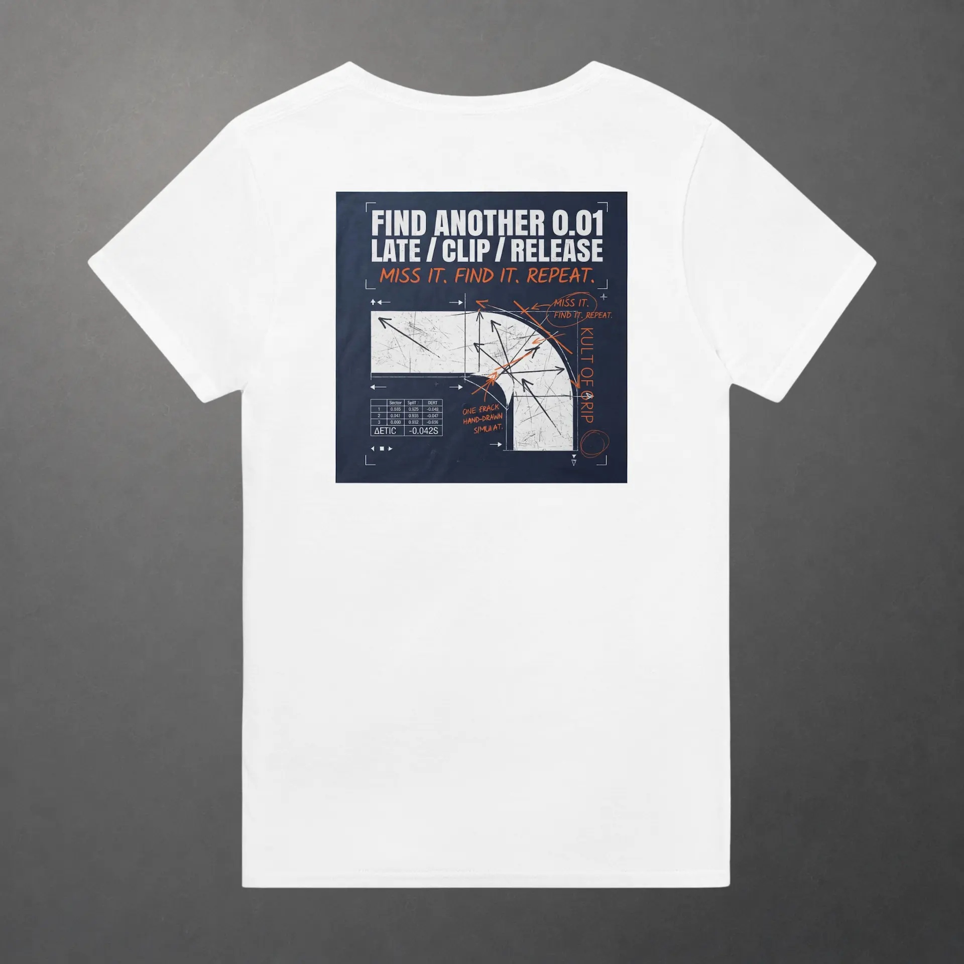 T-shirt karting Apex Obsession Apex Chronicles adulte blanc – vue de dos