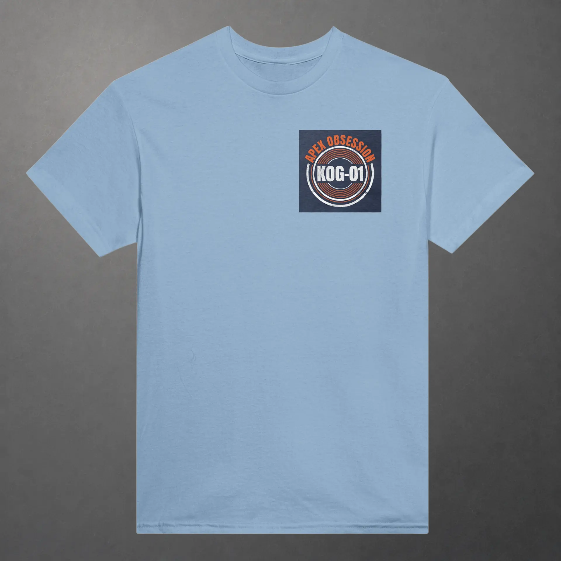 T-shirt karting Apex Obsession Apex Chronicles adulte bleu clair – vue de face
