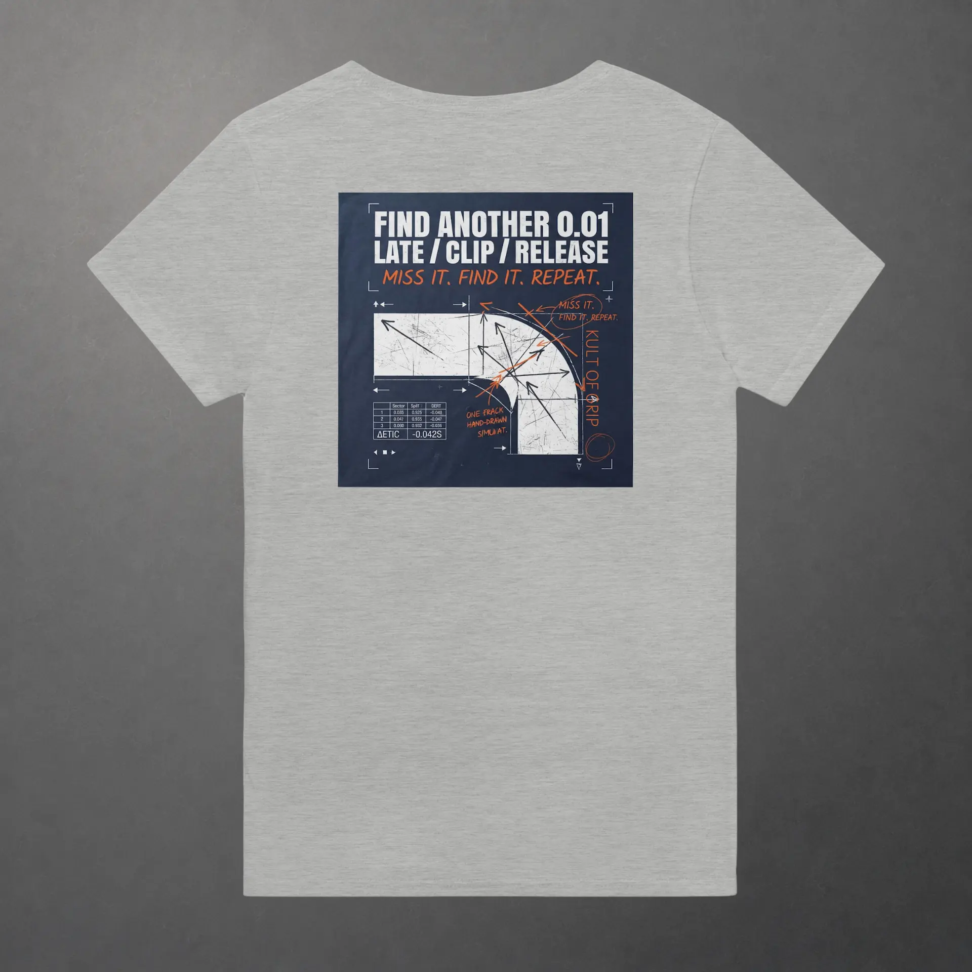 T-shirt karting Apex Obsession Apex Chronicles adulte gris clair – vue de dos