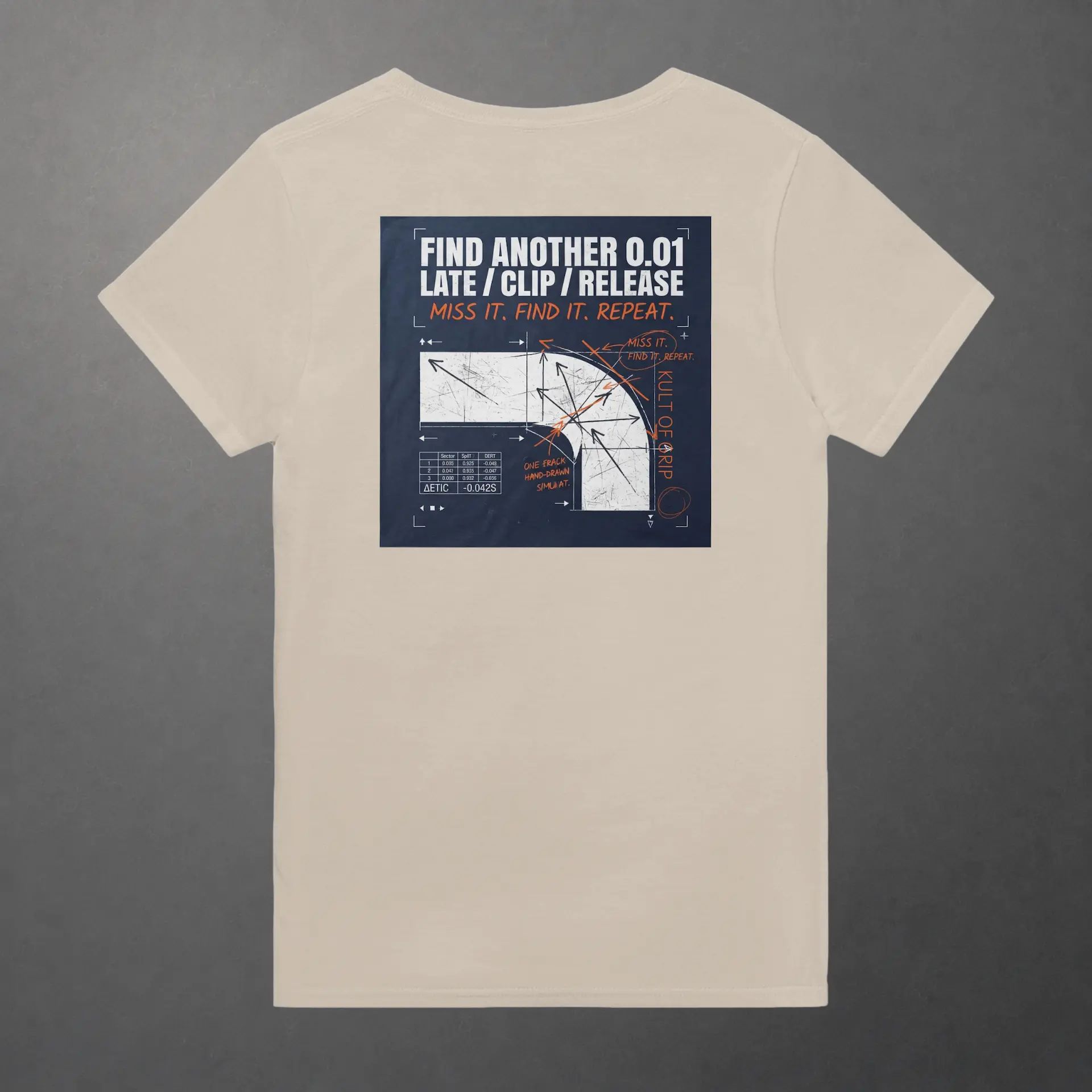T-shirt karting Apex Obsession Apex Chronicles adulte sable – vue de dos