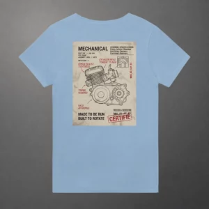 T-shirt karting Mechanical Complete Assembly adulte bleu clair – vue de dos