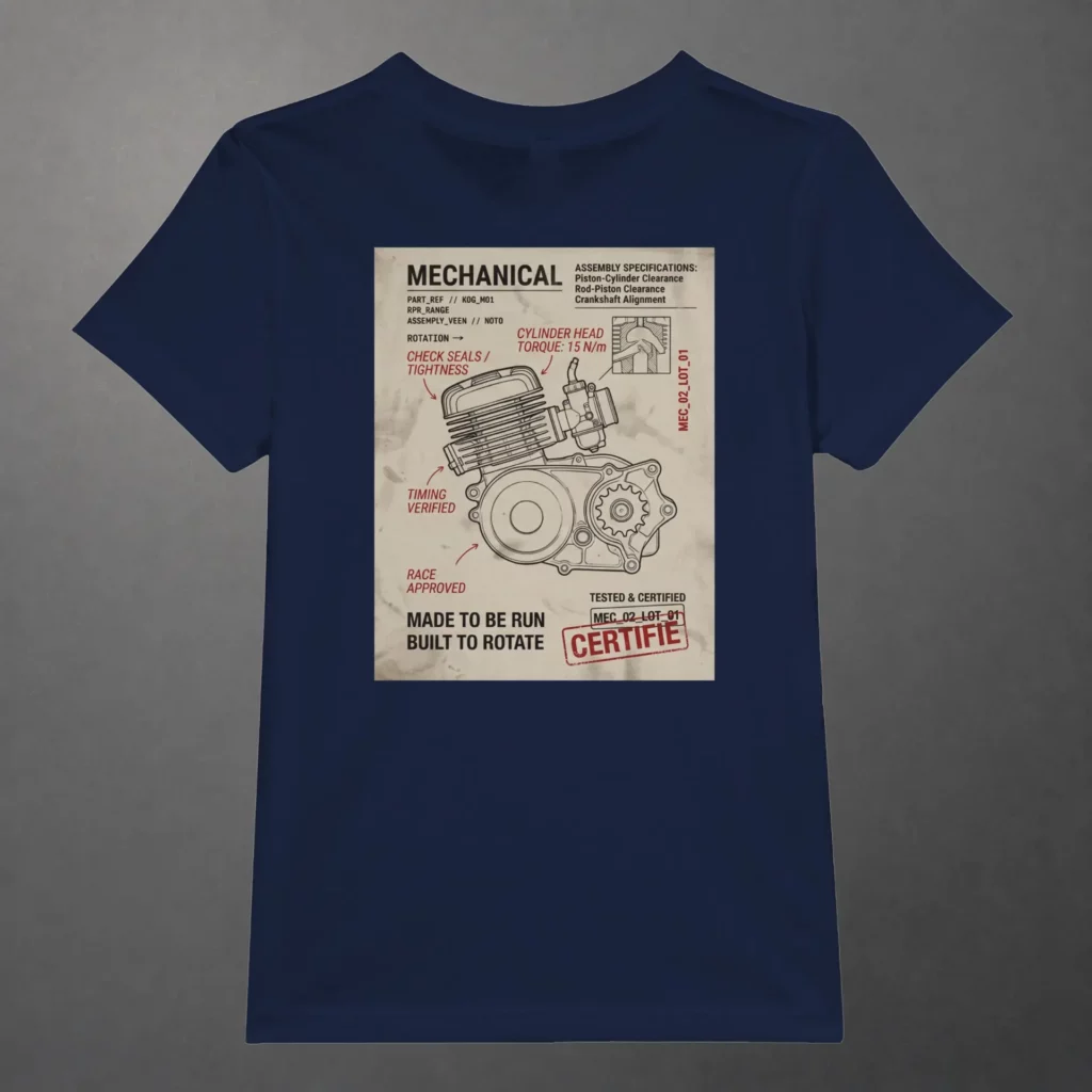 T-shirt karting Mechanical Complete Assembly enfant bleu marine – vue de dos
