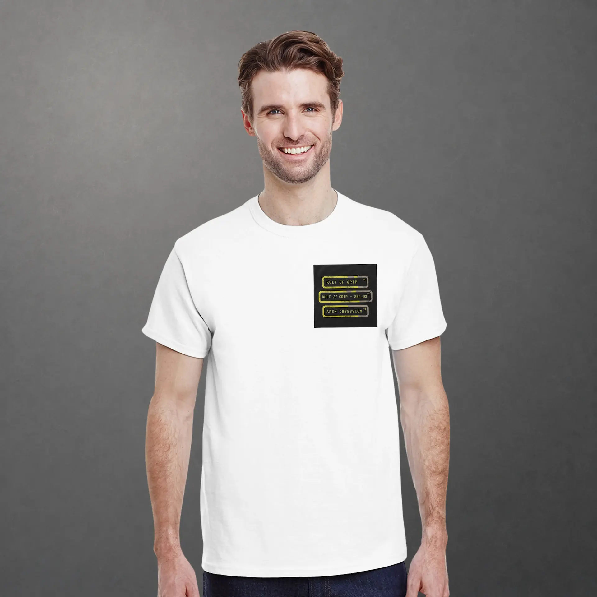 T-shirt karting Telemetry Corner Manifesto blanc – vue de face porté