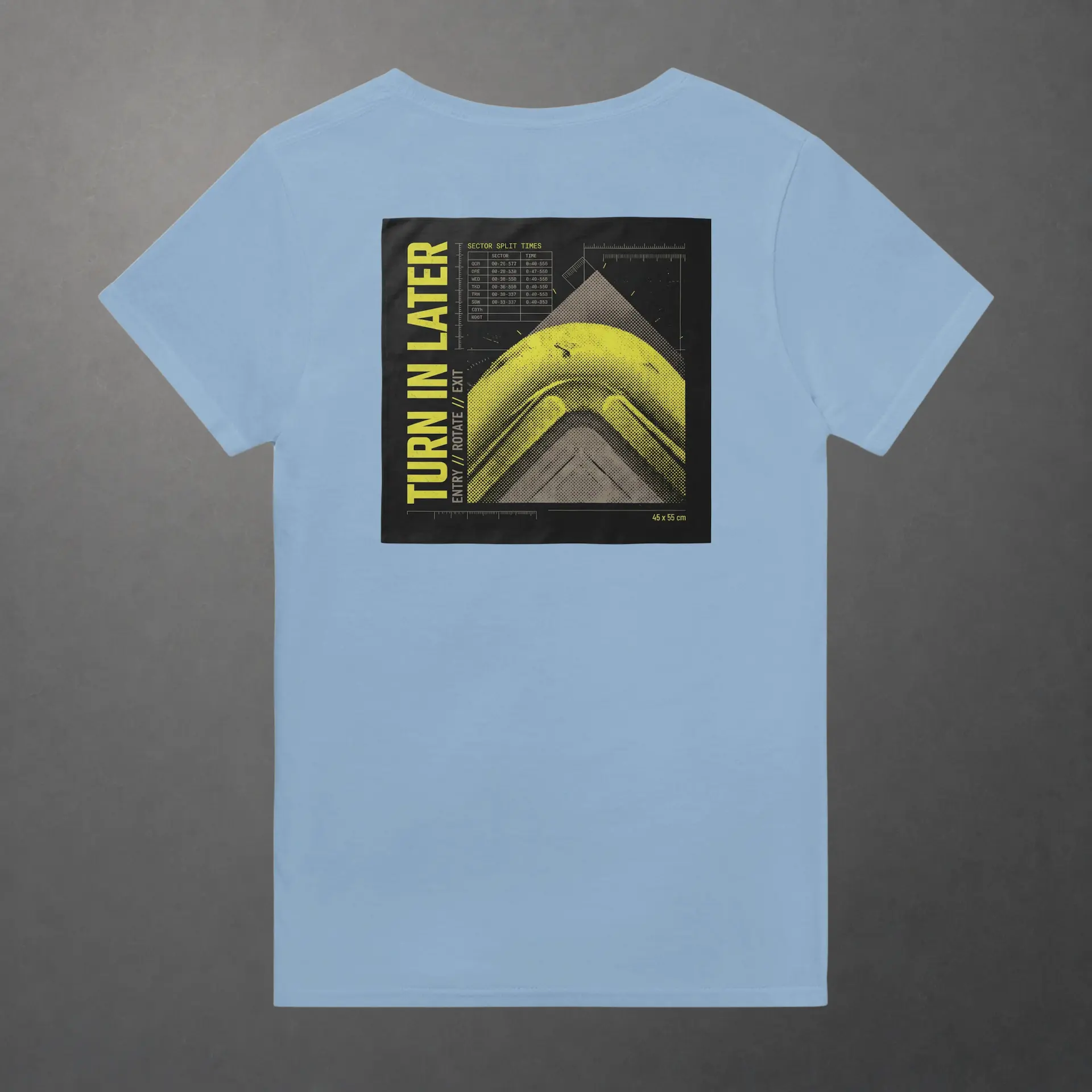 T-shirt karting Telemetry Corner Manifesto bleu clair – vue de dos
