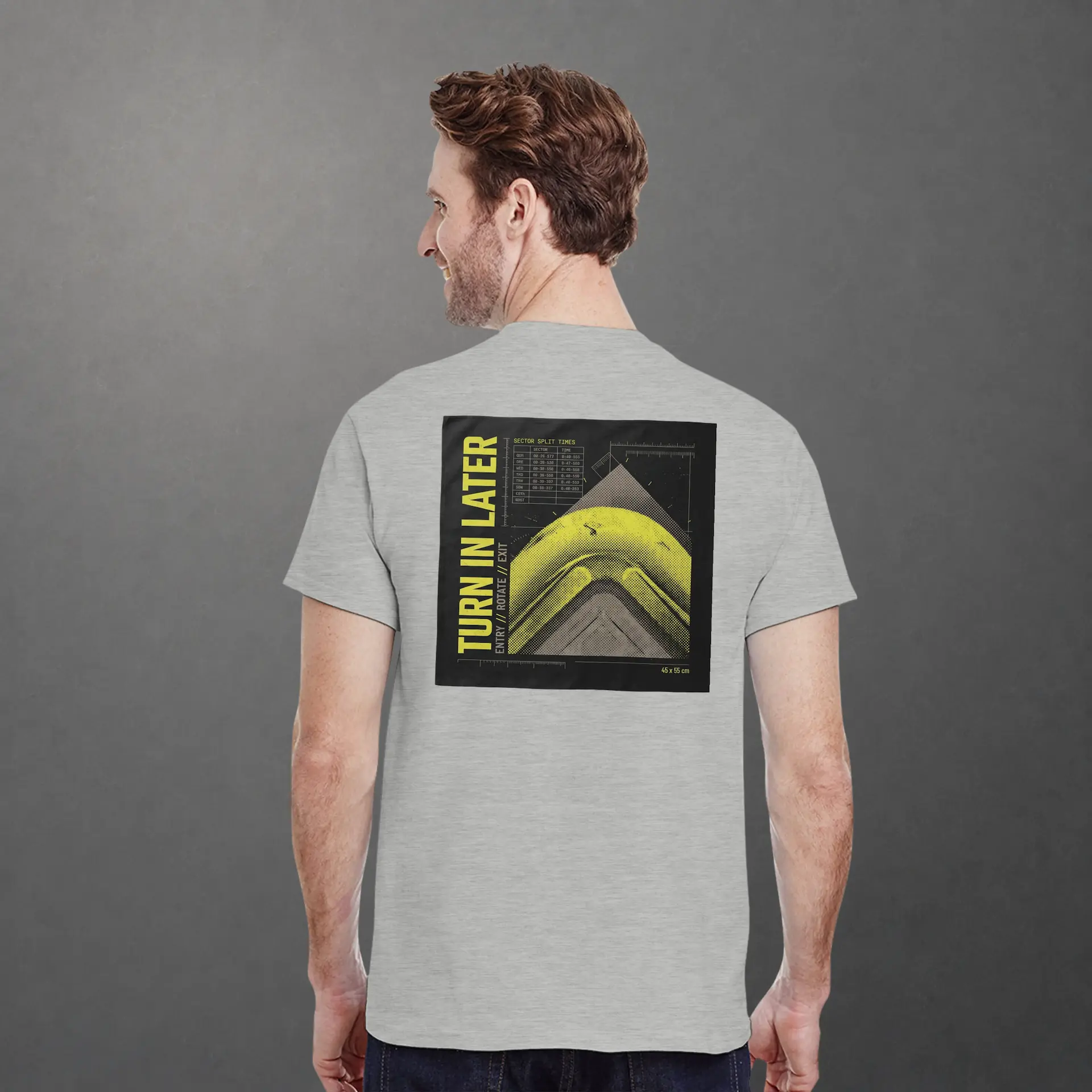 T-shirt karting Telemetry Corner Manifesto adulte gris clair – vue de dos porté