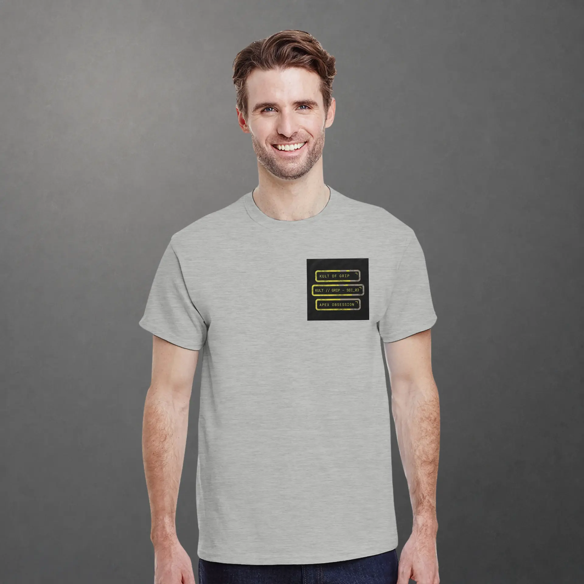 T-shirt karting Telemetry Corner Manifesto adulte gris clair – vue de face porté