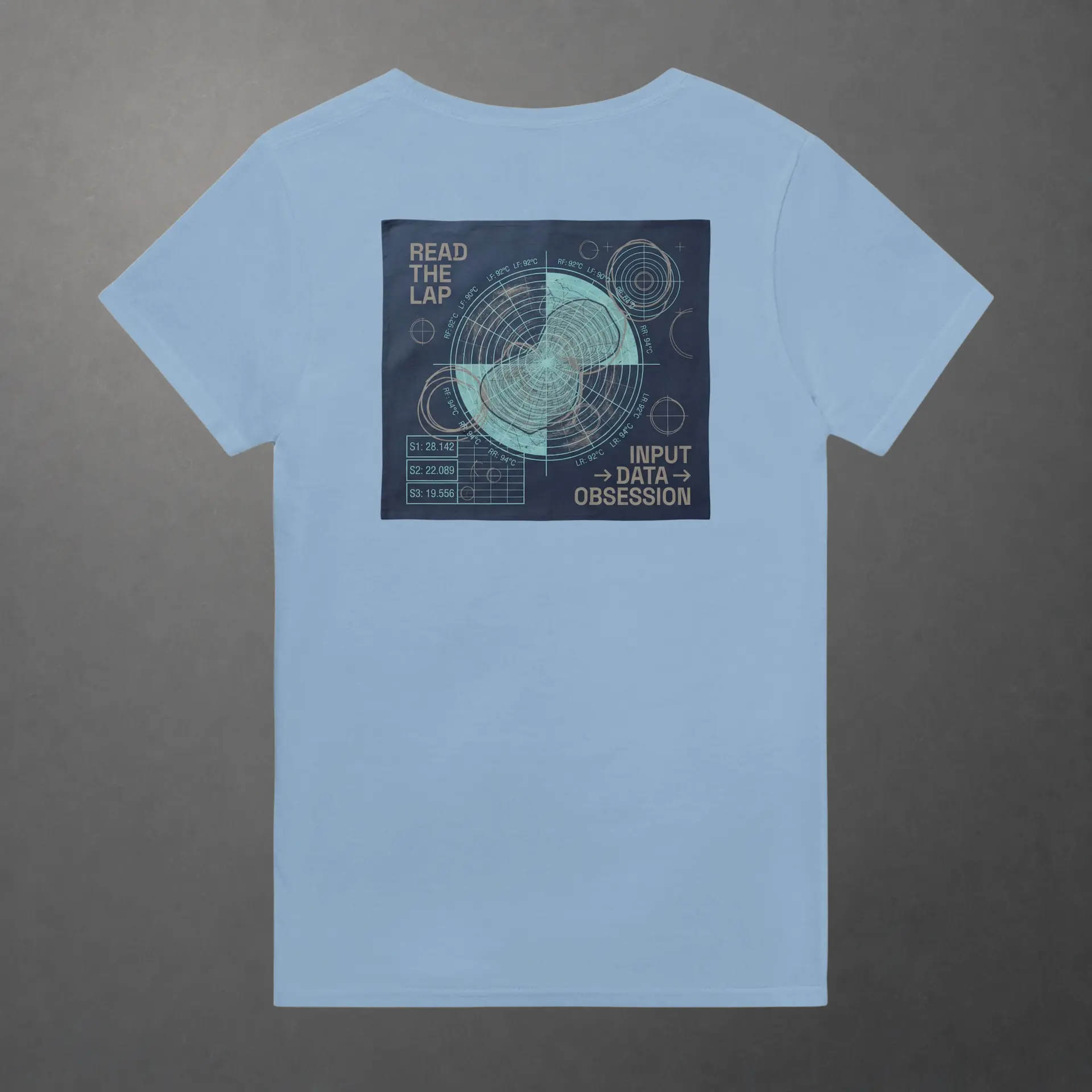 T-shirt karting Telemetry Delta Loop adulte bleu claire – vue de dos