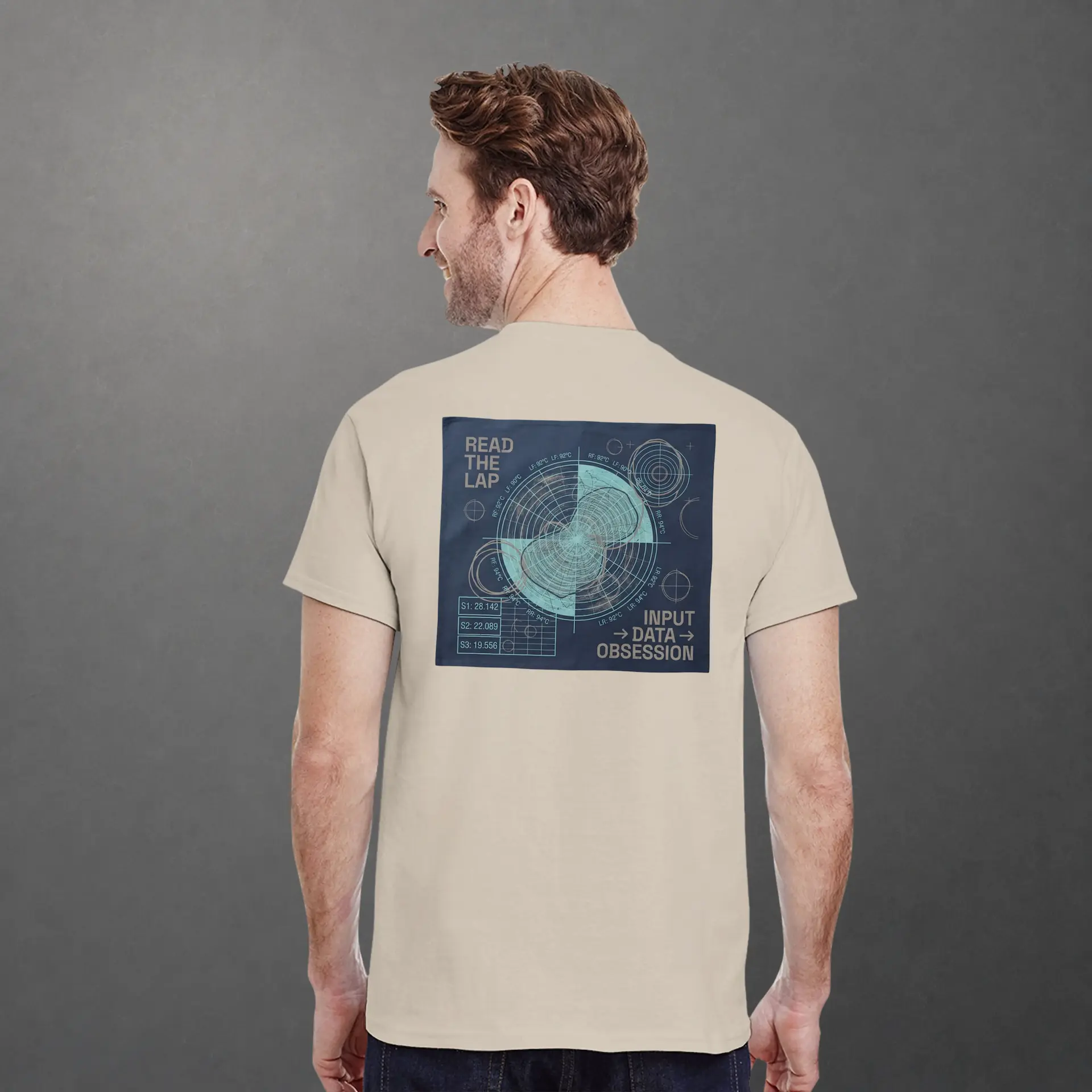 T-shirt karting Telemetry Delta Loop adulte sable – vue de dos porté