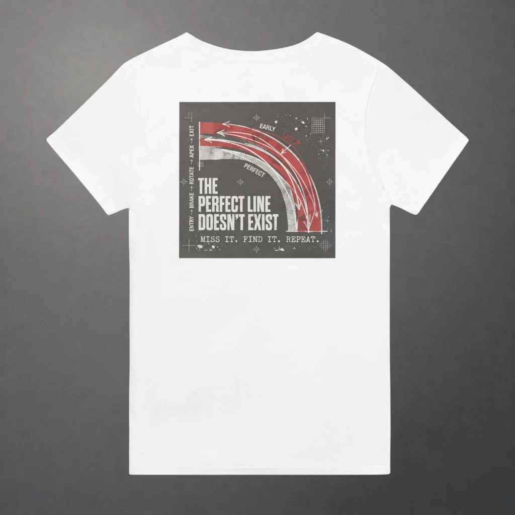 T-shirt karting Apex Obsession Geometry of Hesitation adulte blanc – vue de dos