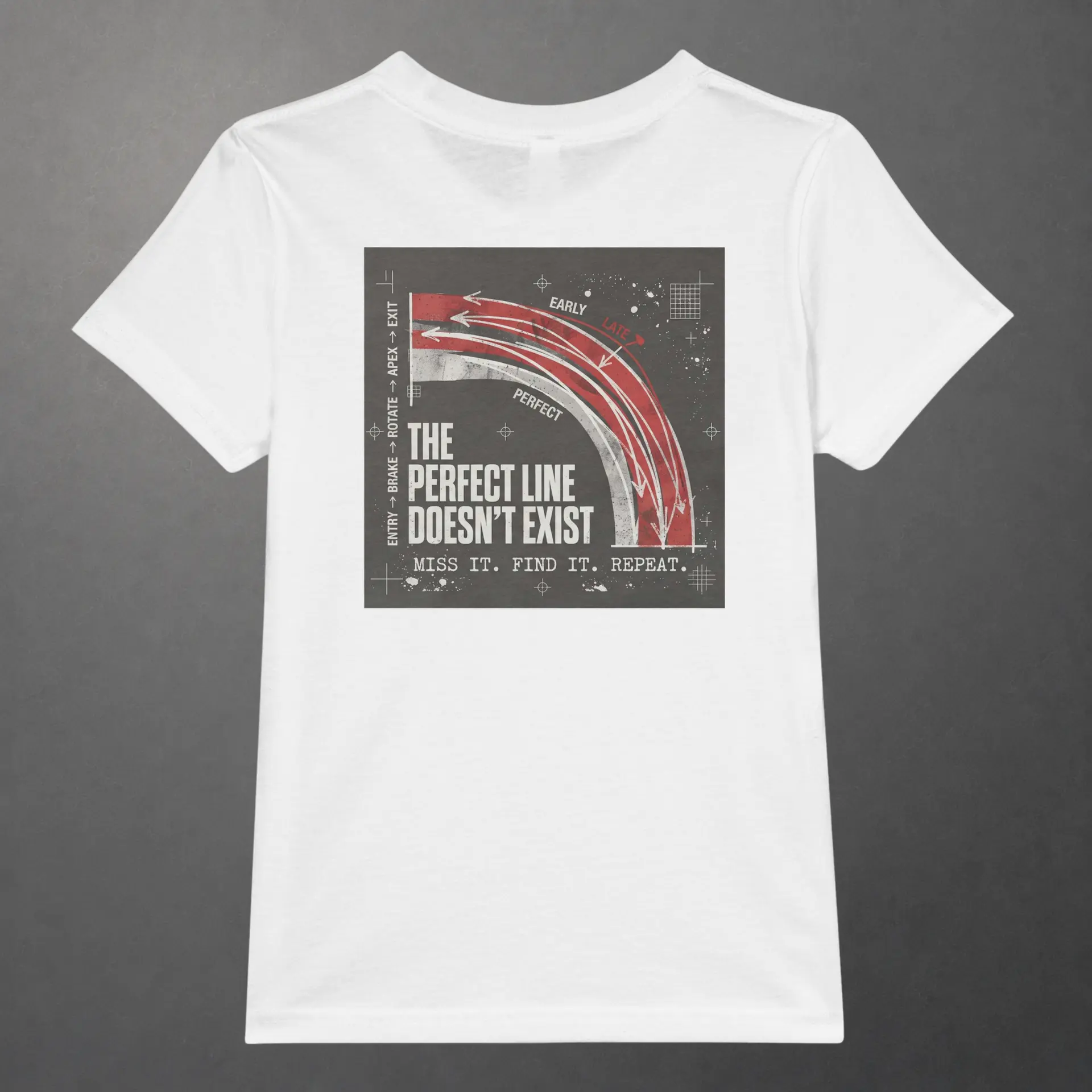 T-shirt karting Apex Obsession Geometry of Hesitation enfant blanc – vue de dos