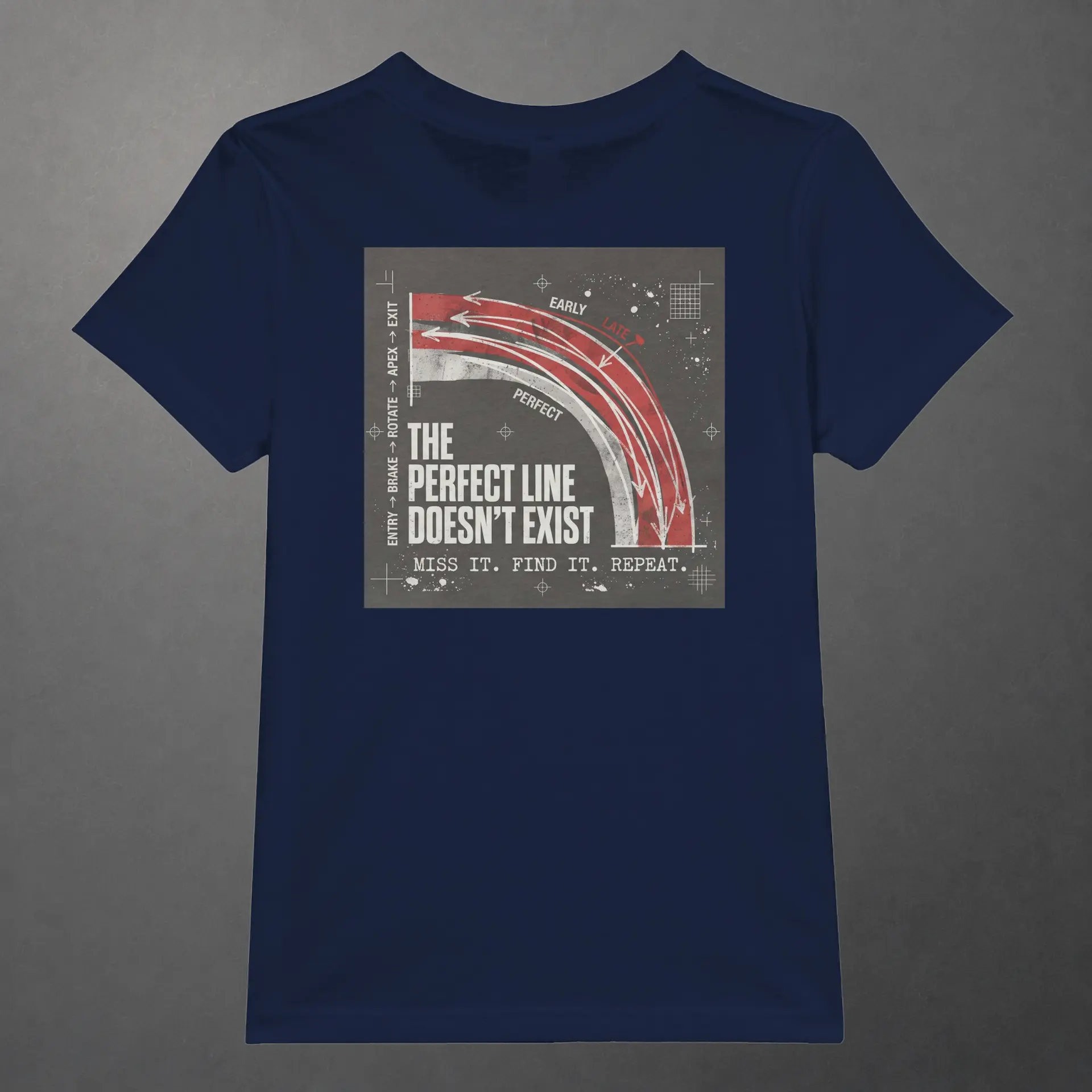 T-shirt karting Apex Obsession Geometry of Hesitation enfant bleu marine – vue de dos
