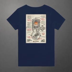 T-shirt karting Mechanical Internal Combustion adulte bleu marine – vue de dos