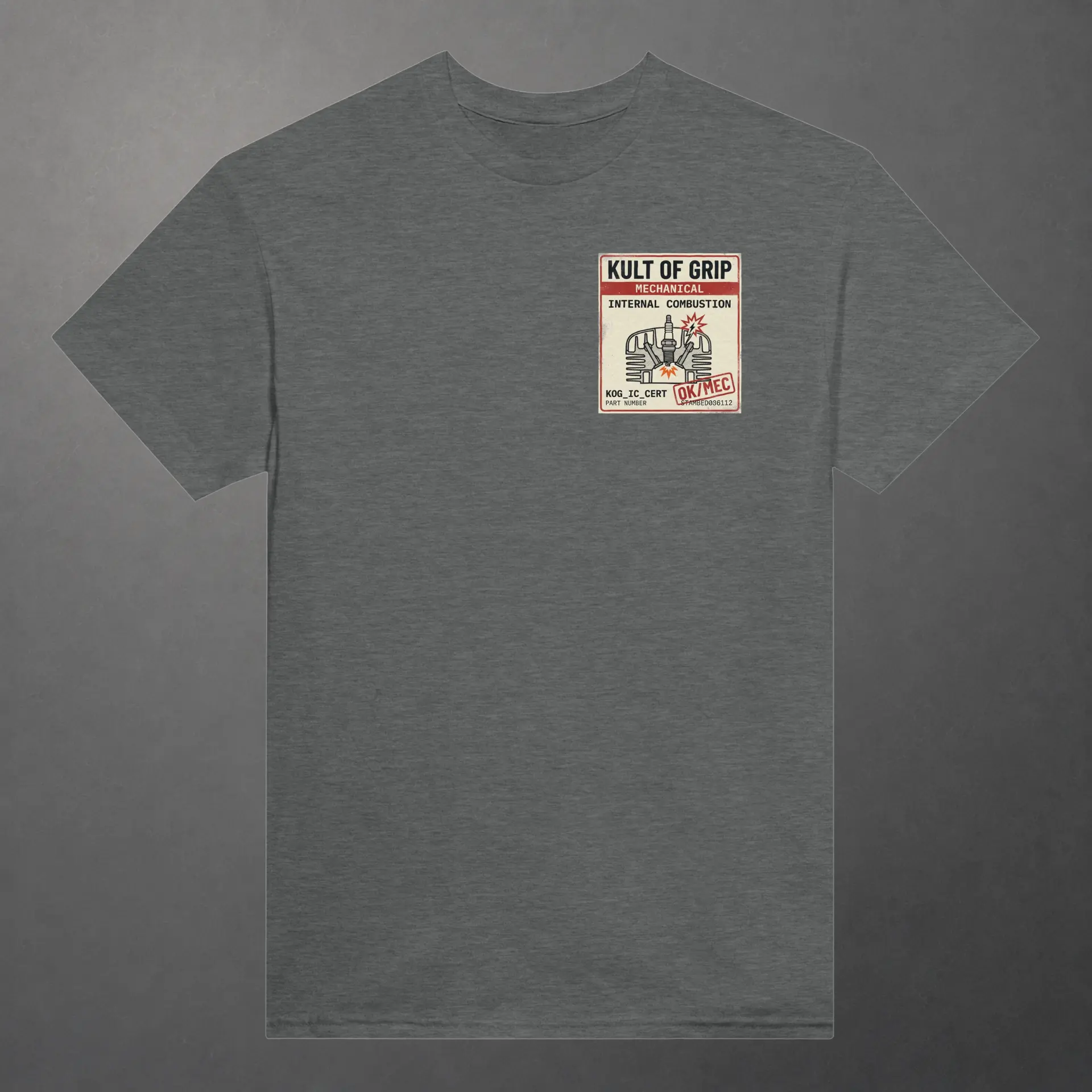 T-shirt karting Mechanical Internal Combustion adulte gris foncé – vue de face