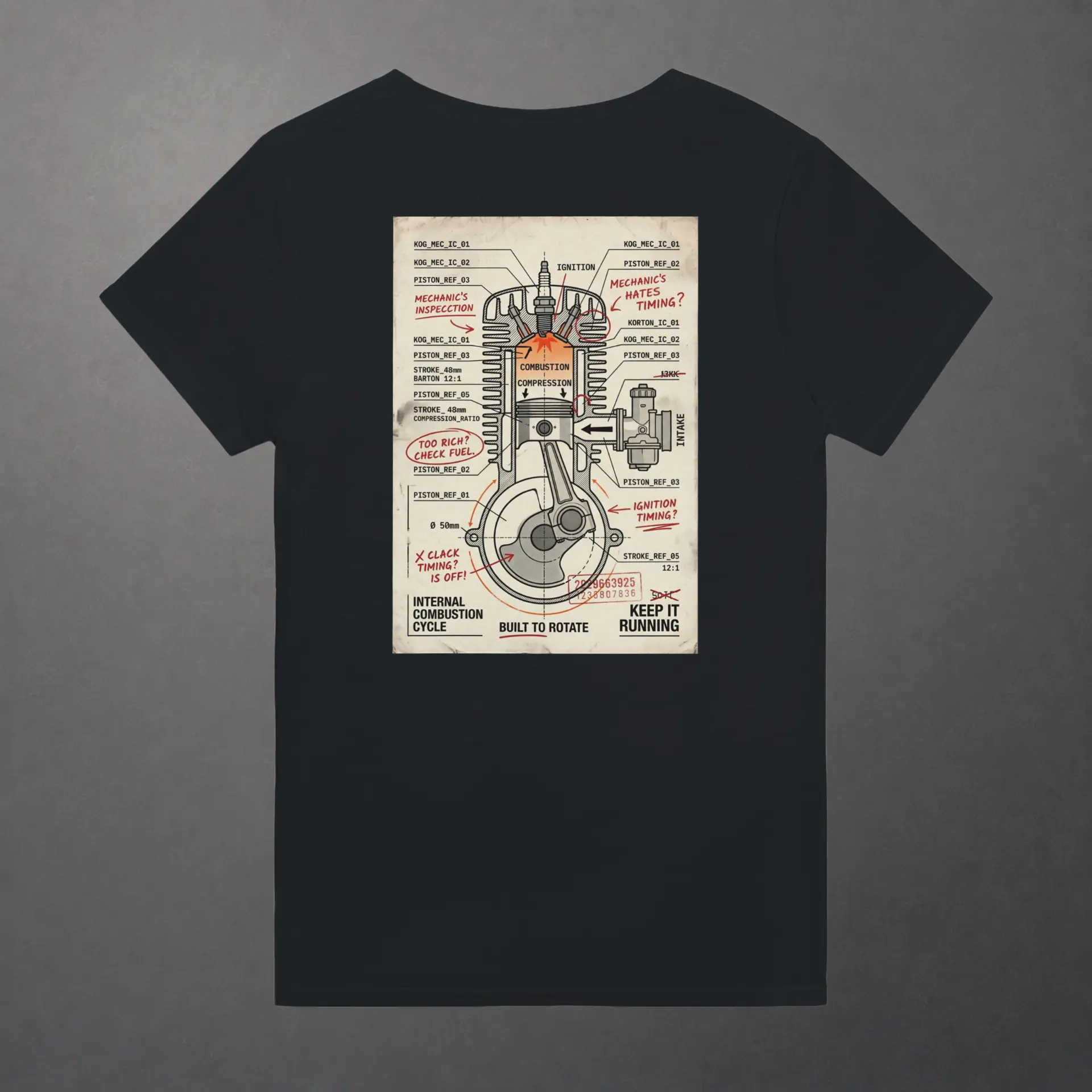 T-shirt karting Mechanical Internal Combustion adulte noir – vue de dos