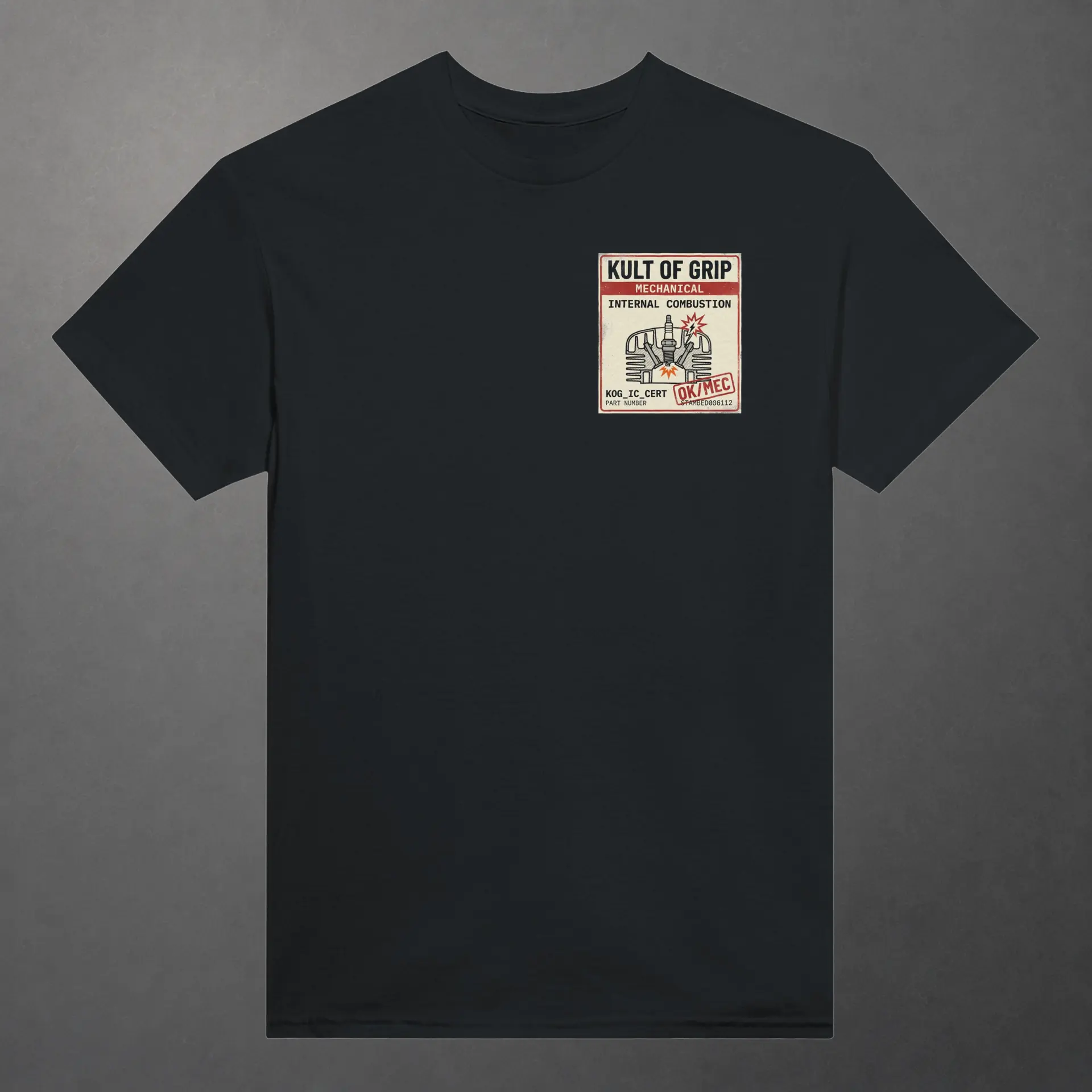 T-shirt karting Mechanical Internal Combustion adulte noir – vue de face