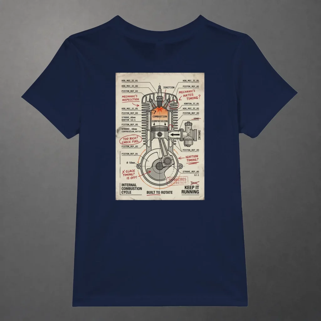 T-shirt karting Mechanical Internal Combustion enfant bleu marine – vue de dos