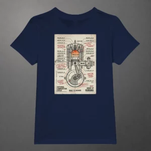 T-shirt karting Mechanical Internal Combustion enfant bleu marine – vue de dos