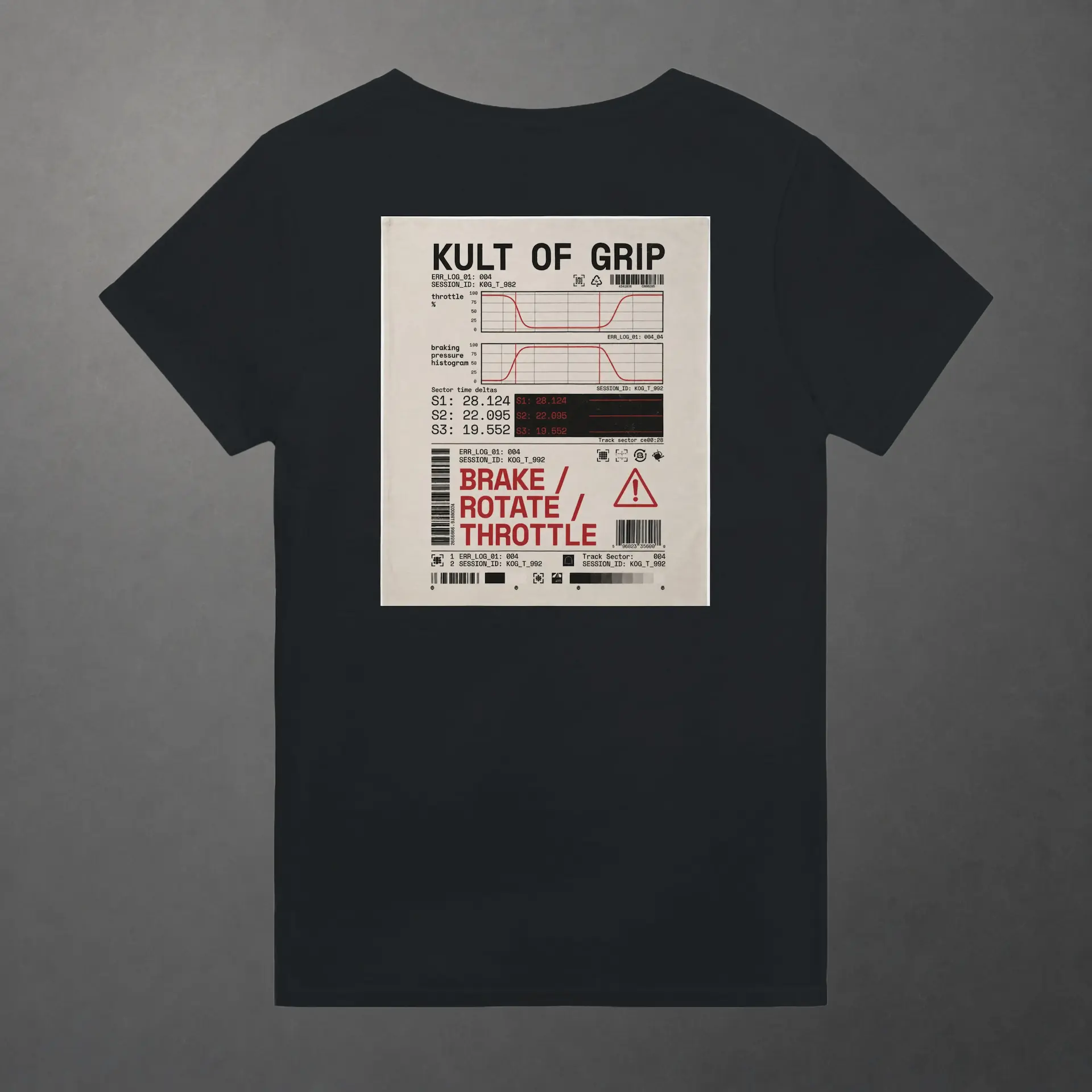 T-shirt karting Telemetry Log and Diagnostic adulte noir – vue de dos