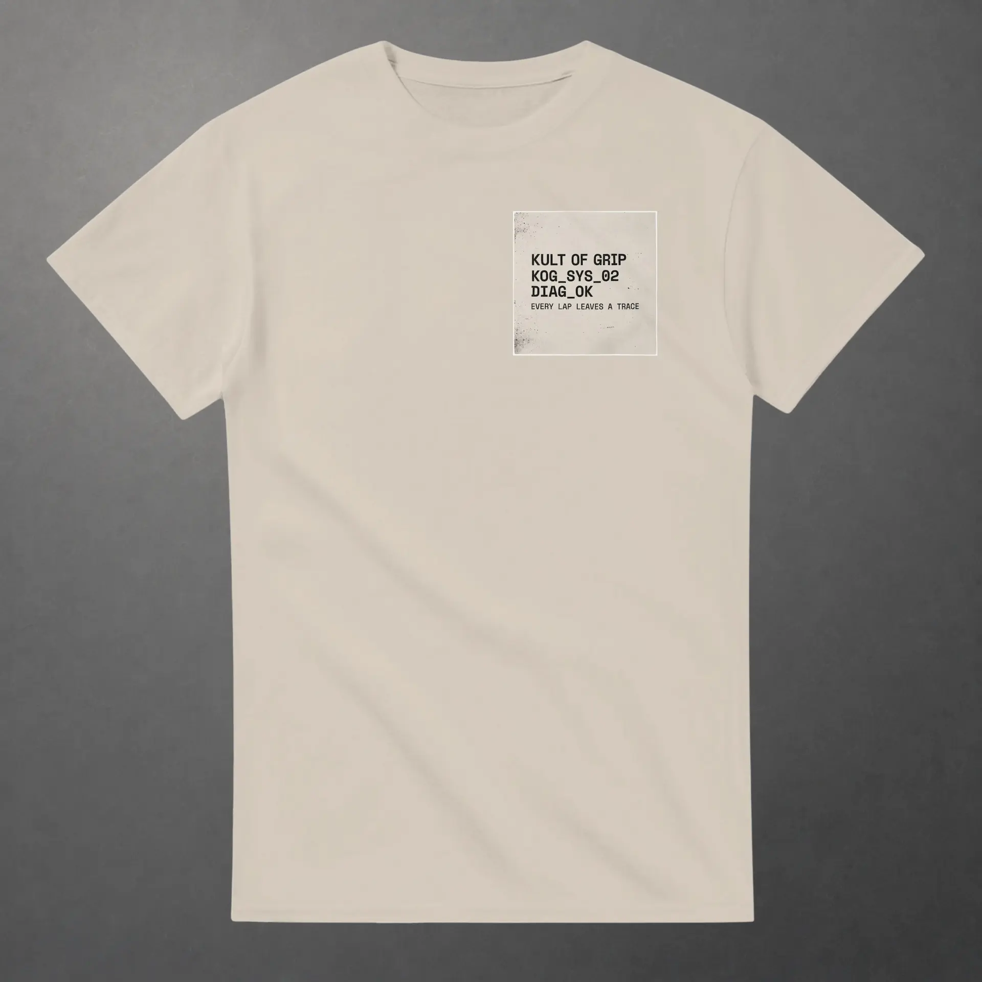 T-shirt karting Telemetry Log and Diagnostic adulte sable – vue de face