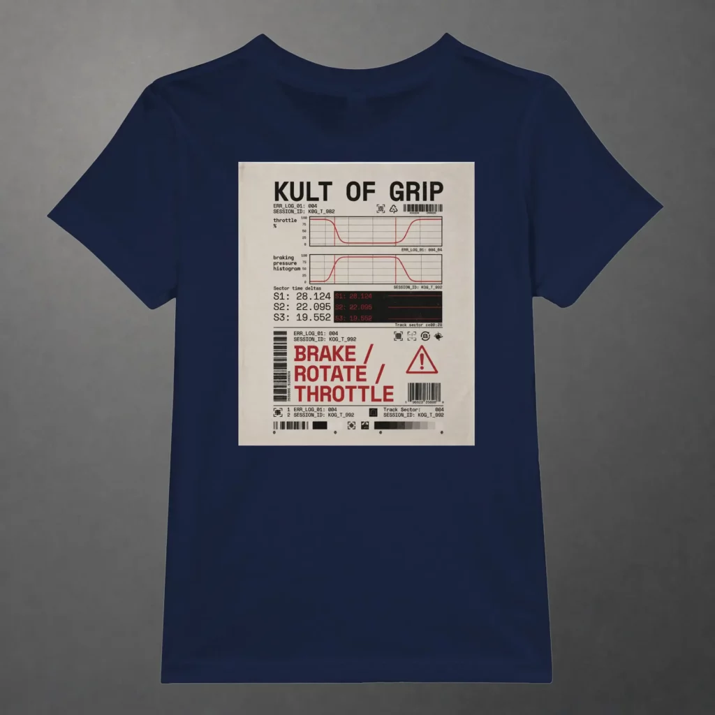T-shirt karting Telemetry Log and Diagnostic enfant bleu marine – vue de dos
