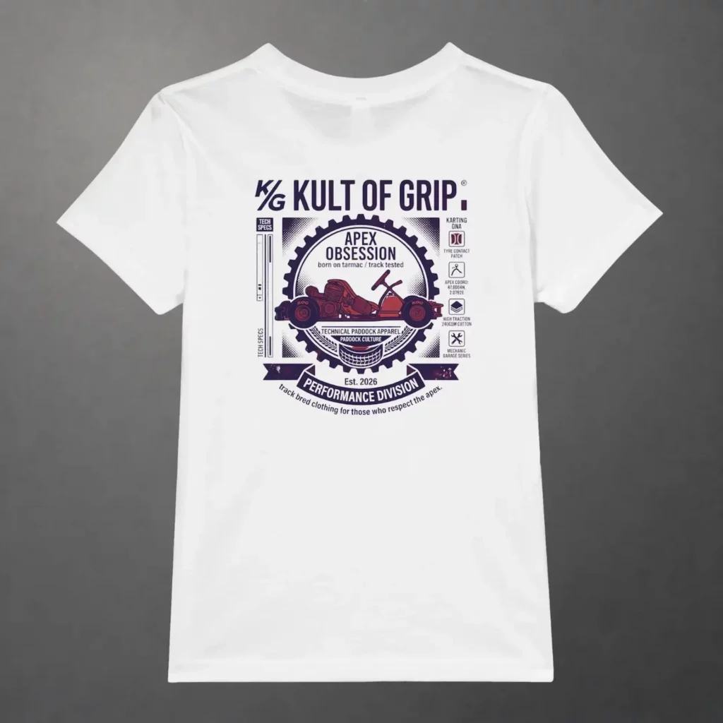 T-shirt karting Apex Obsession Performance Division enfant blanc – vue de dos