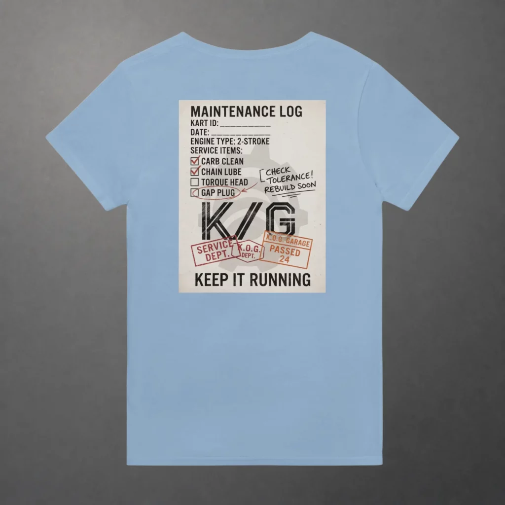 T-shirt karting Mechanical Service Departement adulte bleu clair – vue de dos