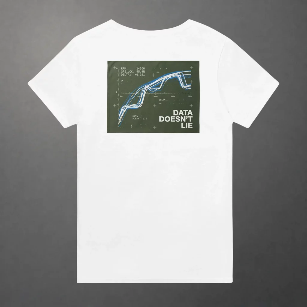 T-shirt karting Telemetry Trace and Signal Diagnostic adulte blanc – vue de dos