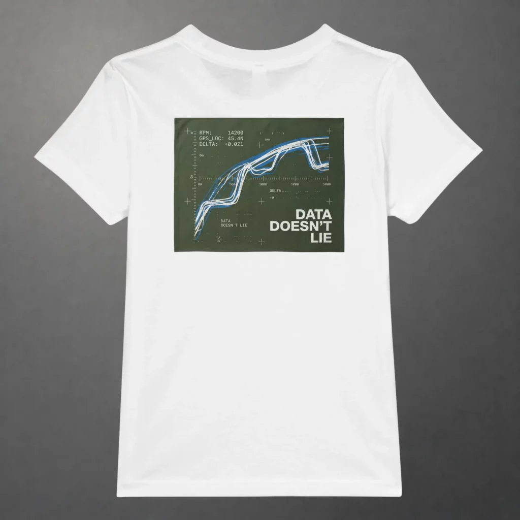 T-shirt karting Telemetry Trace and Signal Diagnostic enfant blanc – vue de dos