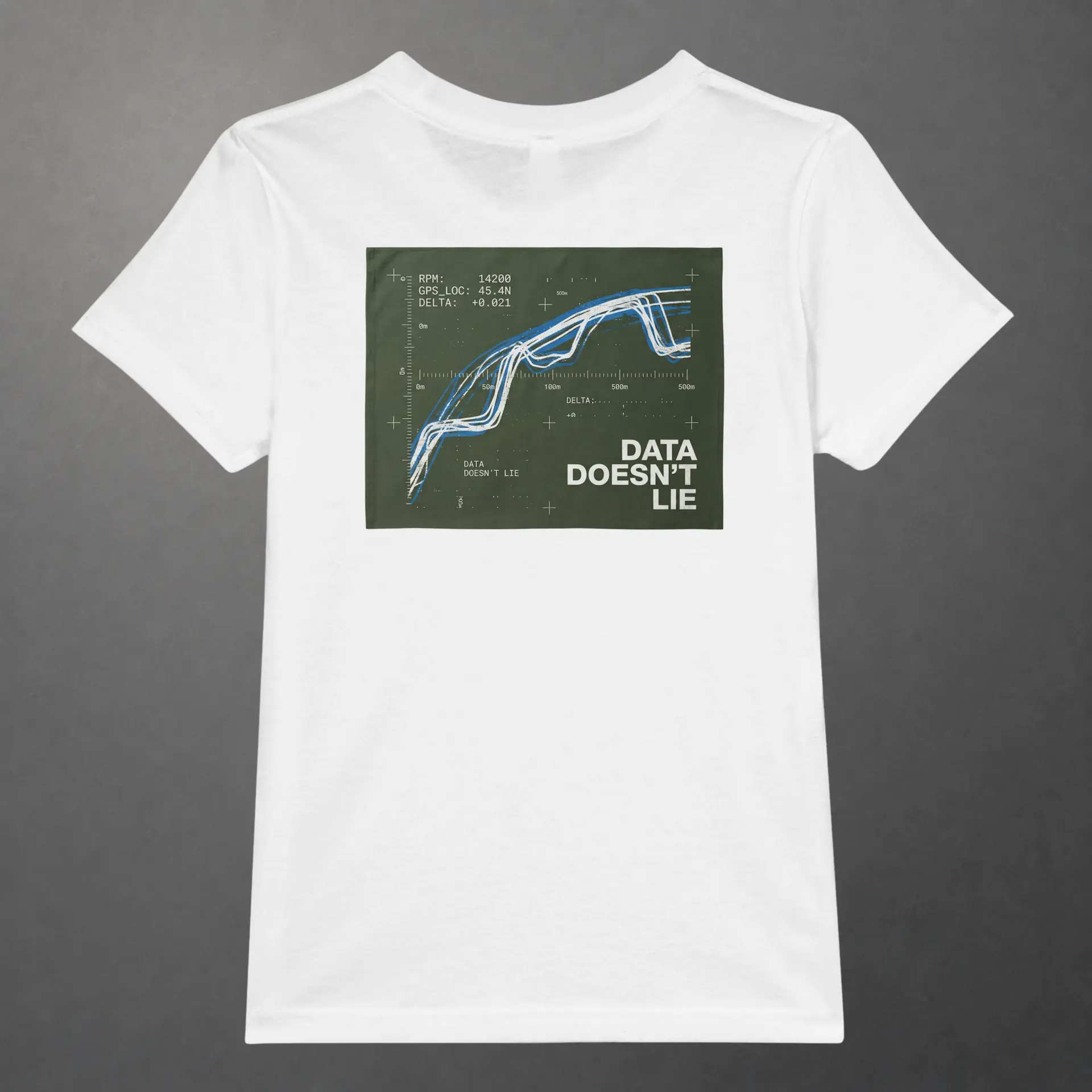 T-shirt karting Telemetry Trace and Signal Diagnostic enfant blanc – vue de dos