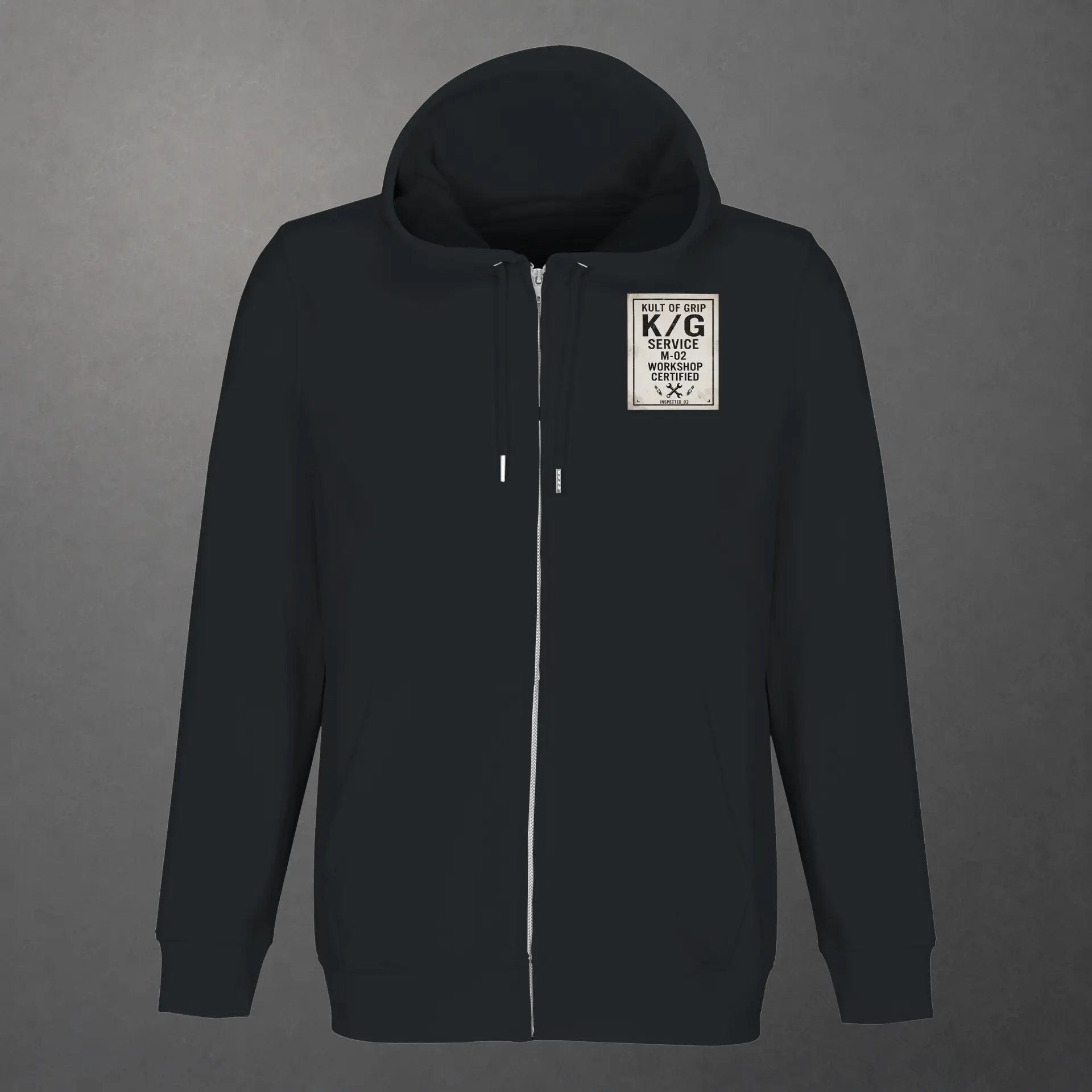 Sweat zippé karting Mechanical Service Departement adulte noir – vue de face